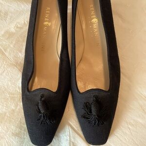 Rene Mancini Black Linen Pump 10N